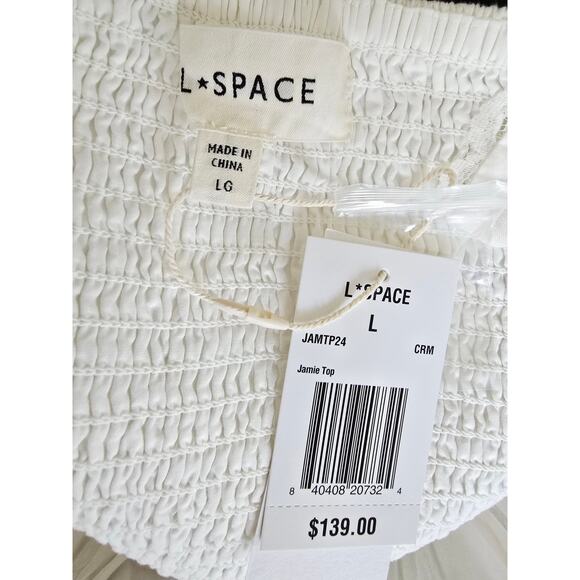 NWT LSPACE x JVS Top Size L Cream White Cotton Corset Tank Top & Ruched Cups - Picture 5 of 5